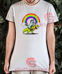 Unicorn Riding TRex Party T-Shirt
